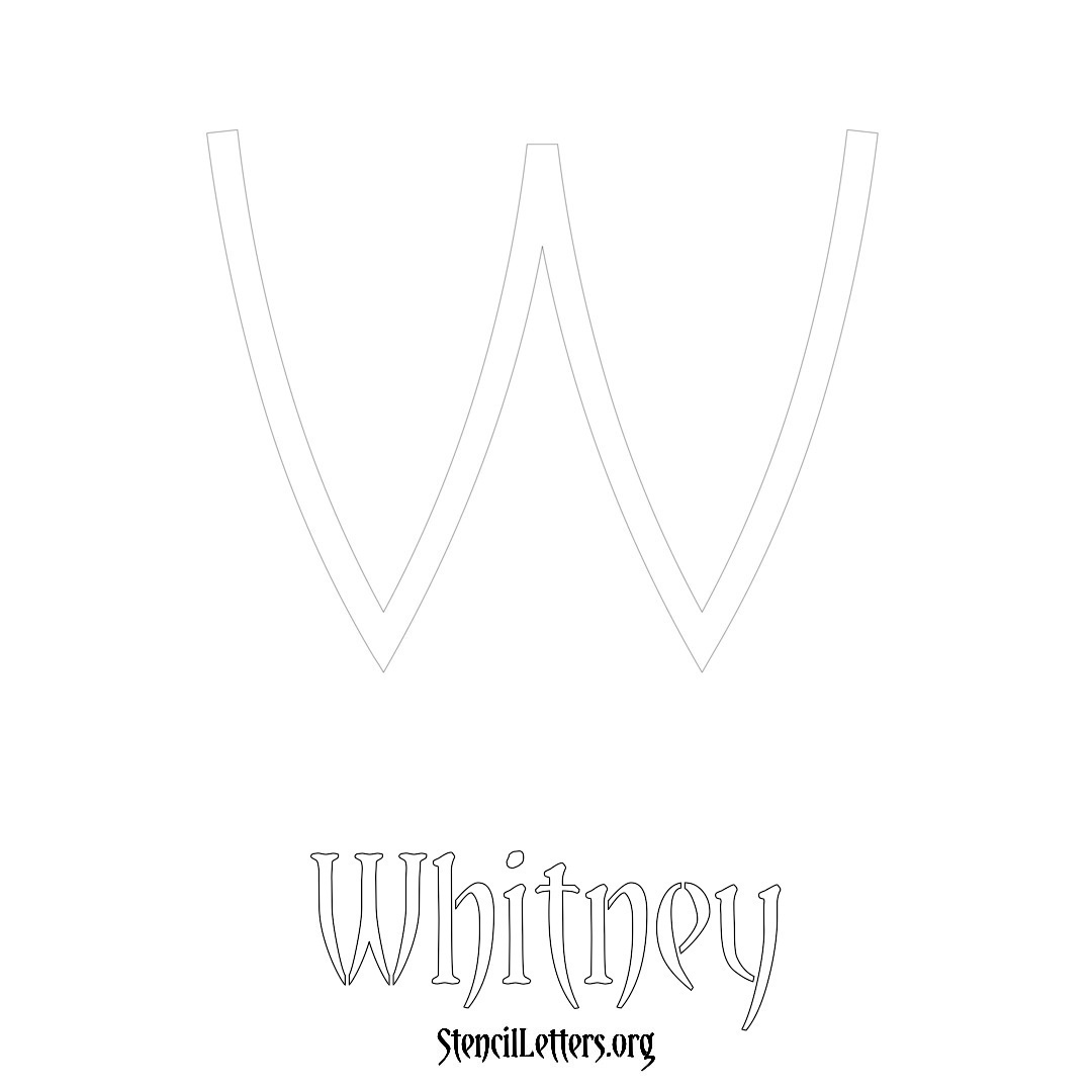 Whitney printable name initial stencil in Simple Elegant Lettering