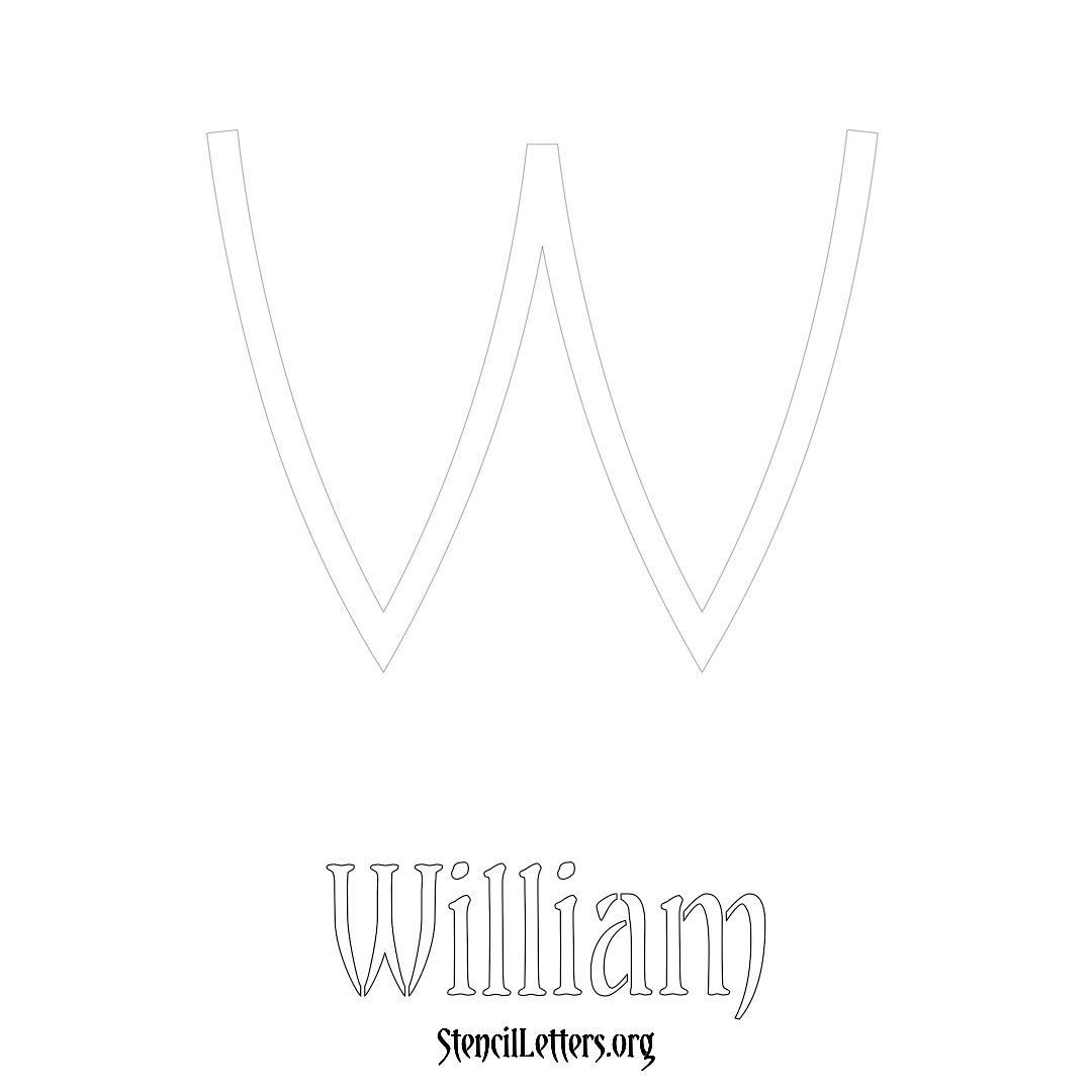 William printable name initial stencil in Simple Elegant Lettering