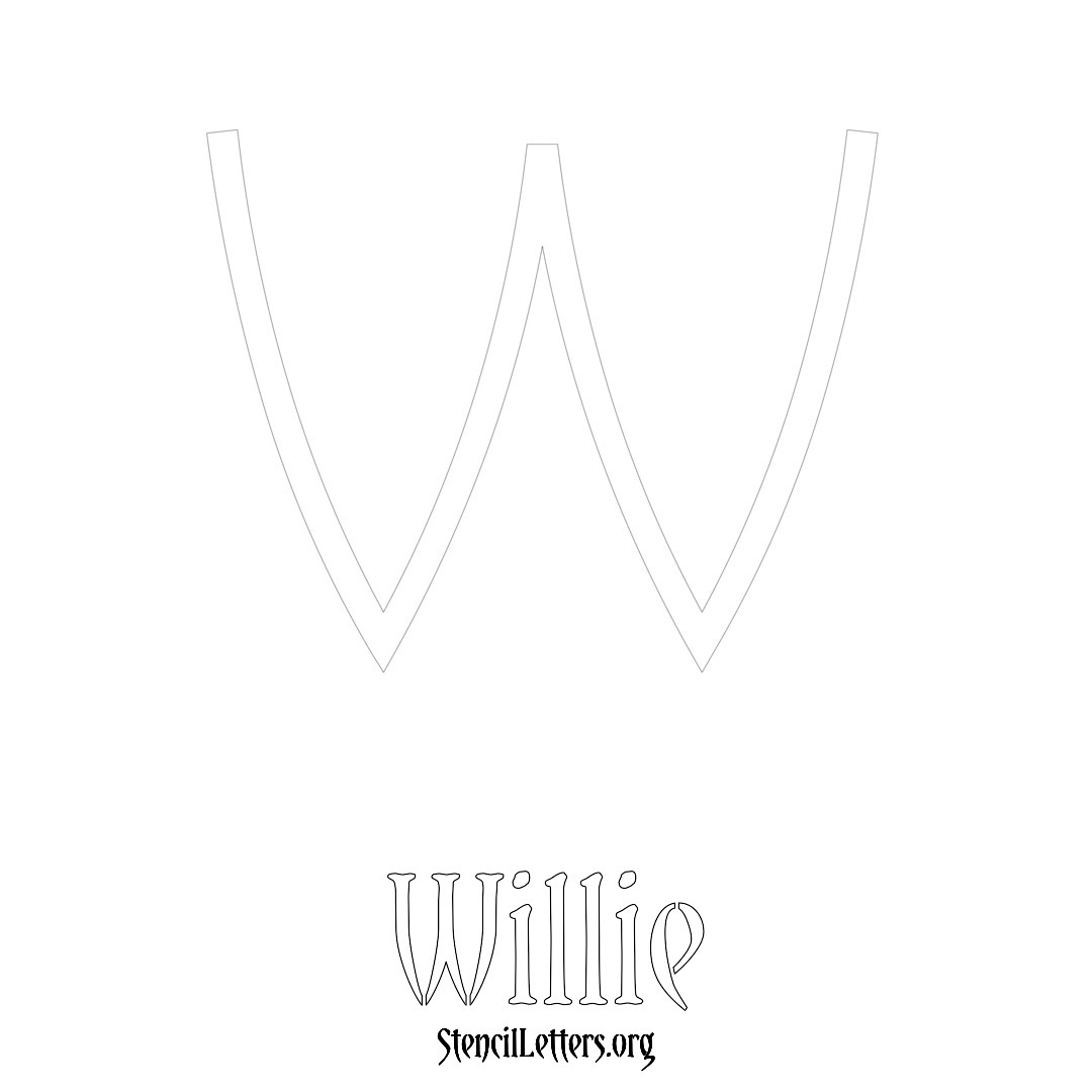 Willie printable name initial stencil in Simple Elegant Lettering