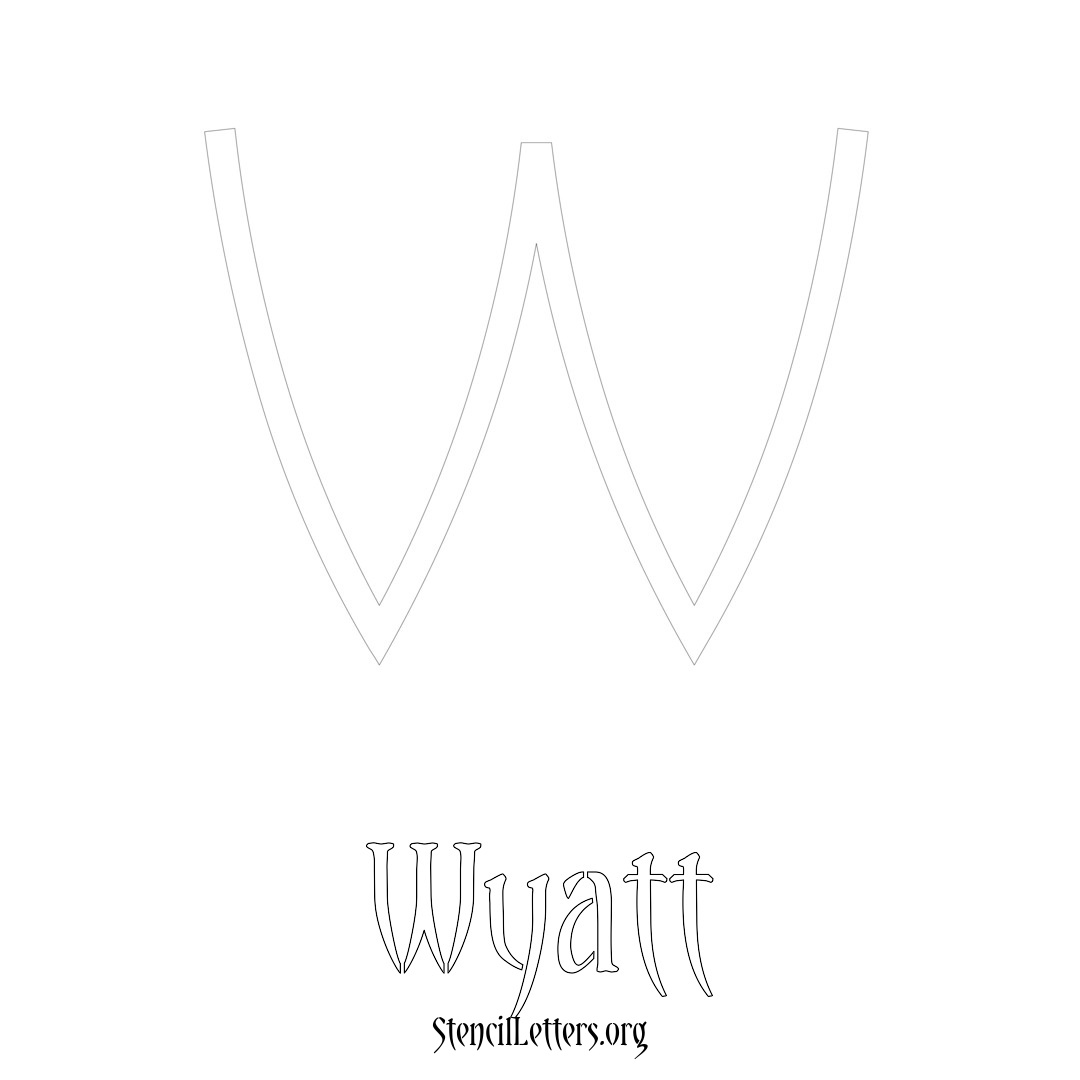 Wyatt printable name initial stencil in Simple Elegant Lettering