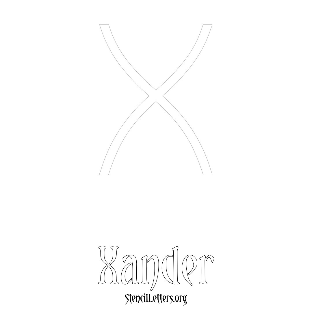 Xander printable name initial stencil in Simple Elegant Lettering