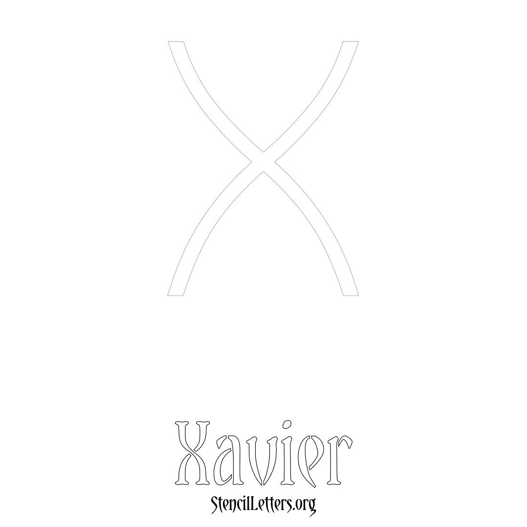 Xavier printable name initial stencil in Simple Elegant Lettering