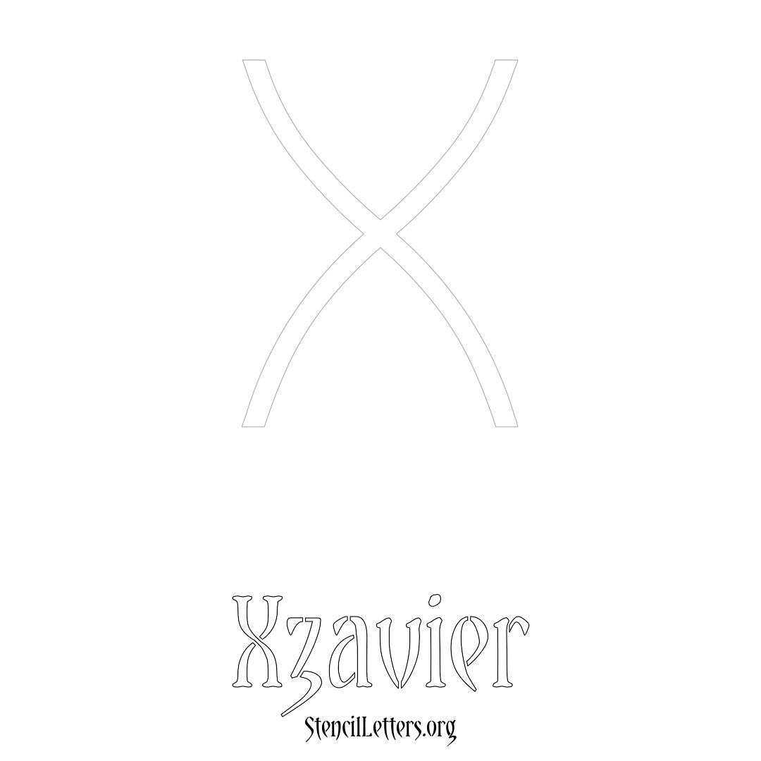 Xzavier printable name initial stencil in Simple Elegant Lettering