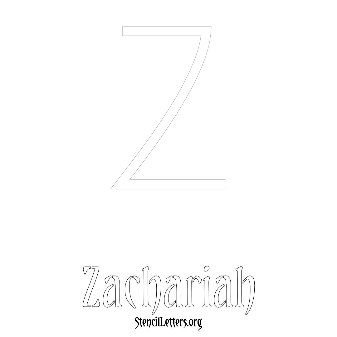 Zachariah printable name initial stencil in Simple Elegant Lettering