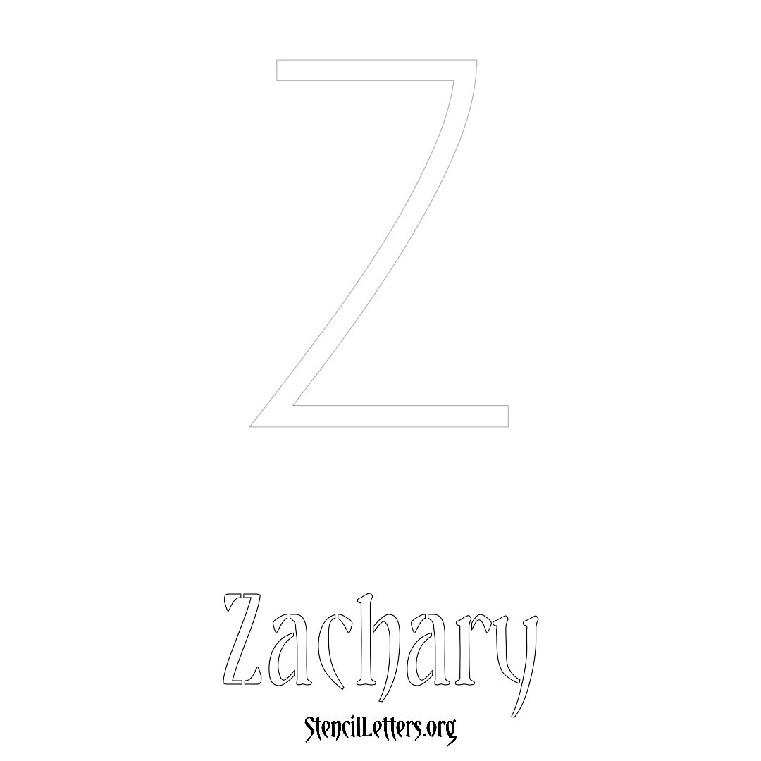 Zachary printable name initial stencil in Simple Elegant Lettering