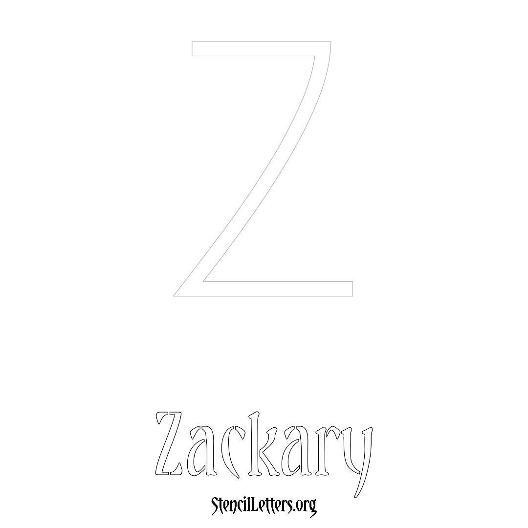 Zackary printable name initial stencil in Simple Elegant Lettering