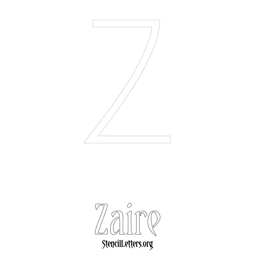 Zaire printable name initial stencil in Simple Elegant Lettering