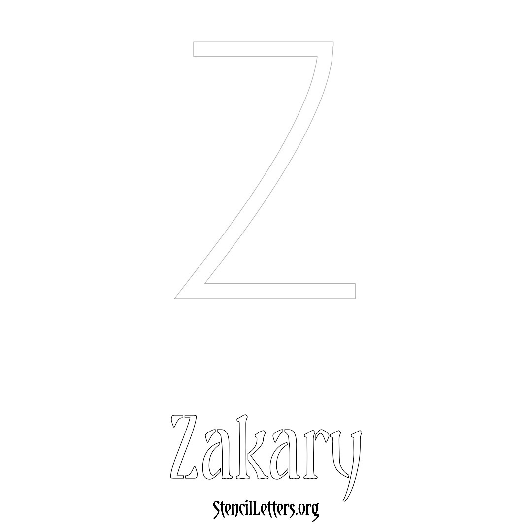 Zakary printable name initial stencil in Simple Elegant Lettering