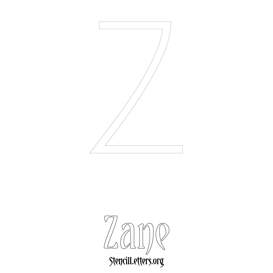 Zane printable name initial stencil in Simple Elegant Lettering