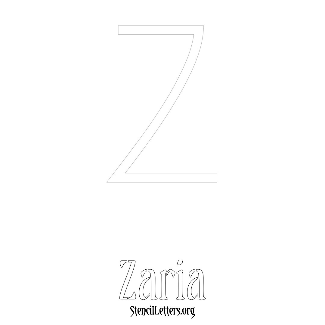 Zaria printable name initial stencil in Simple Elegant Lettering