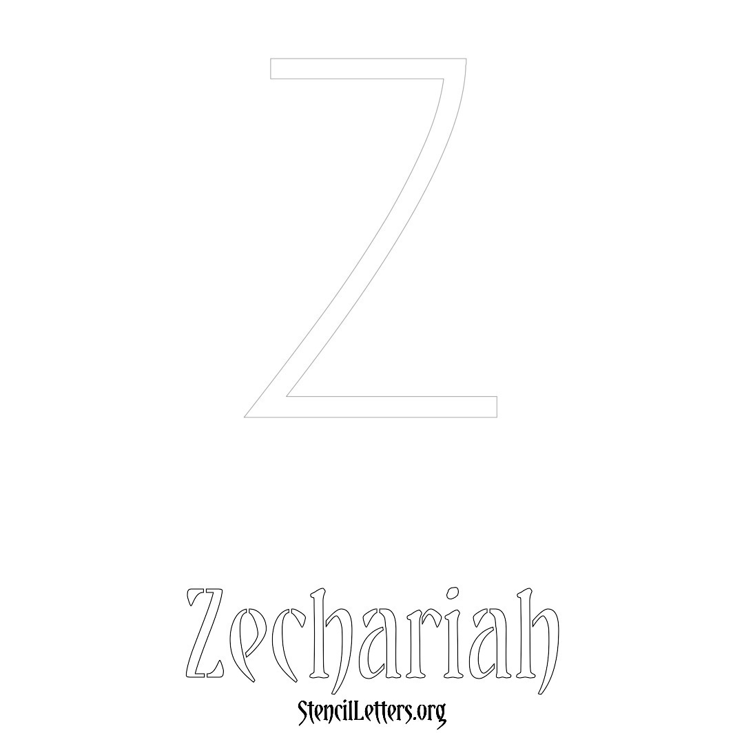 Zechariah printable name initial stencil in Simple Elegant Lettering