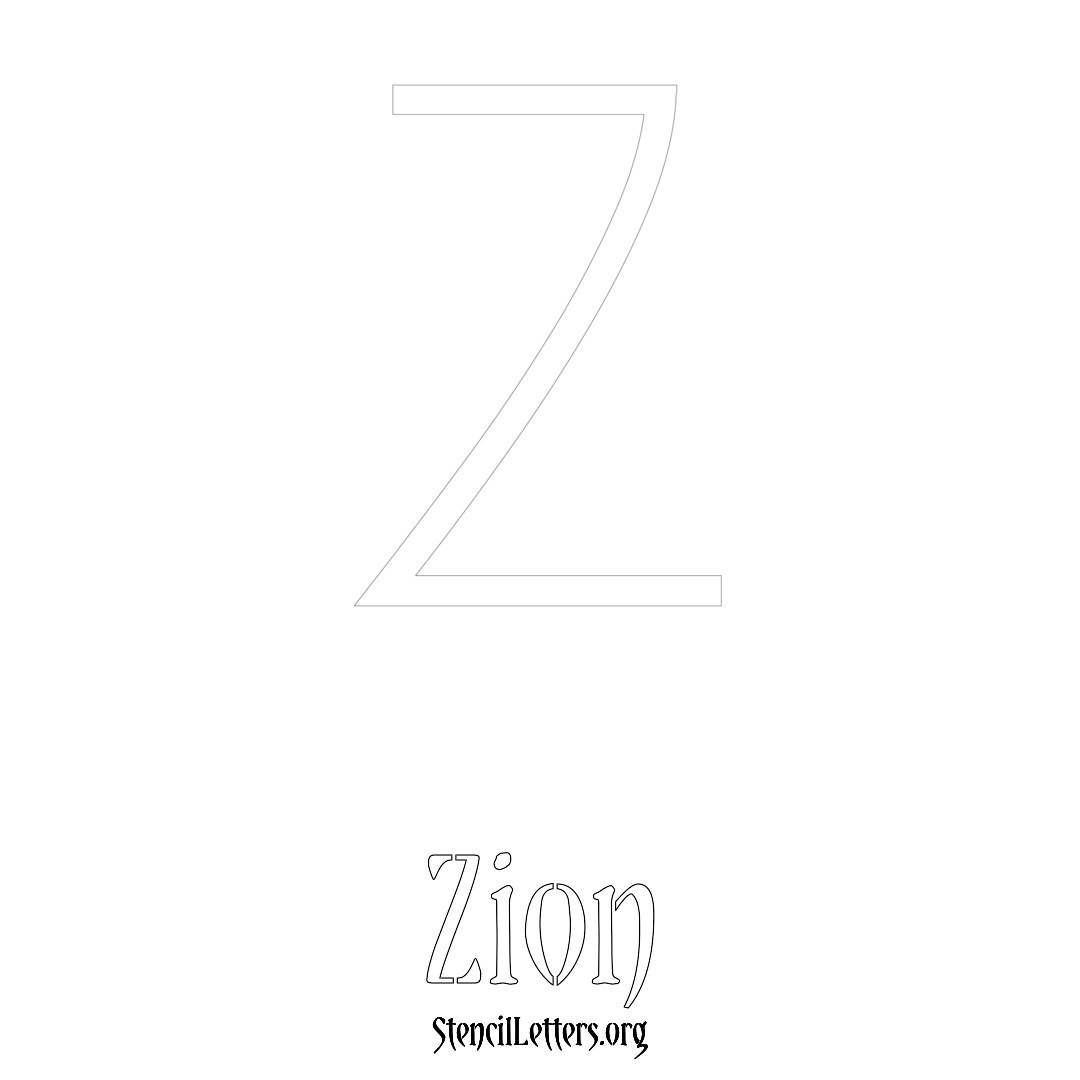 Zion printable name initial stencil in Simple Elegant Lettering