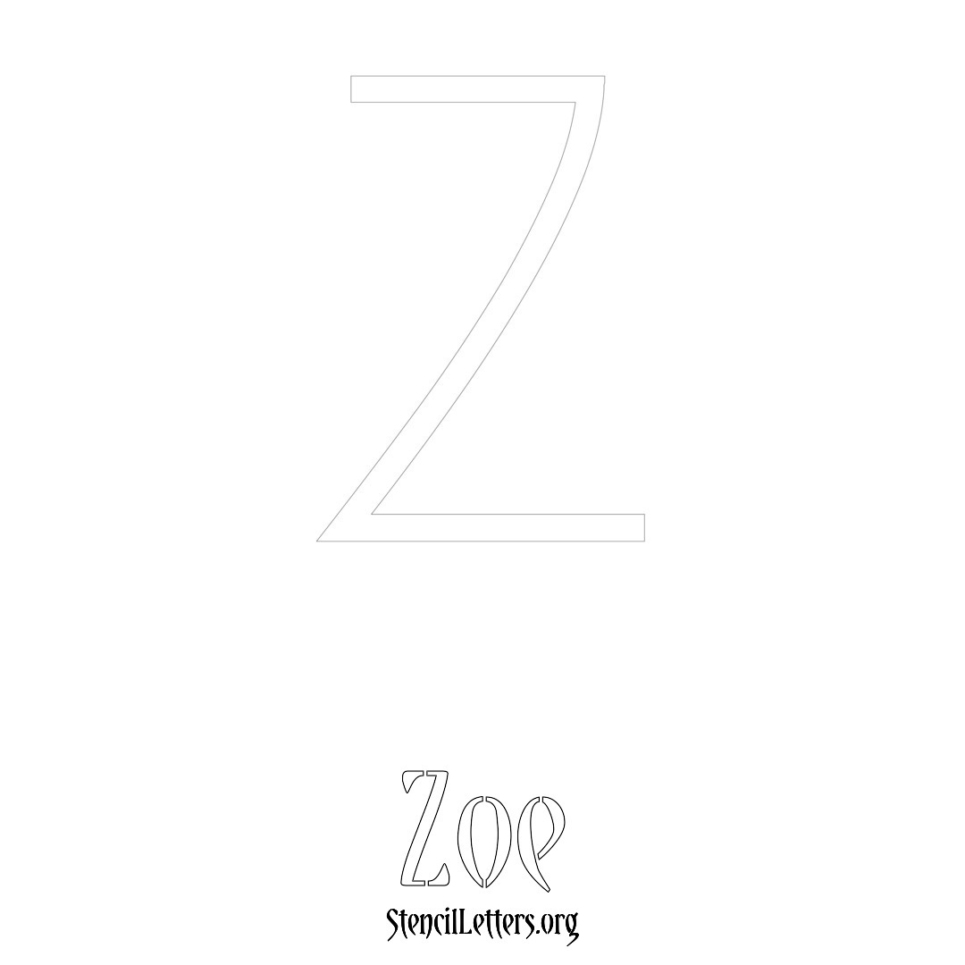 Zoe printable name initial stencil in Simple Elegant Lettering