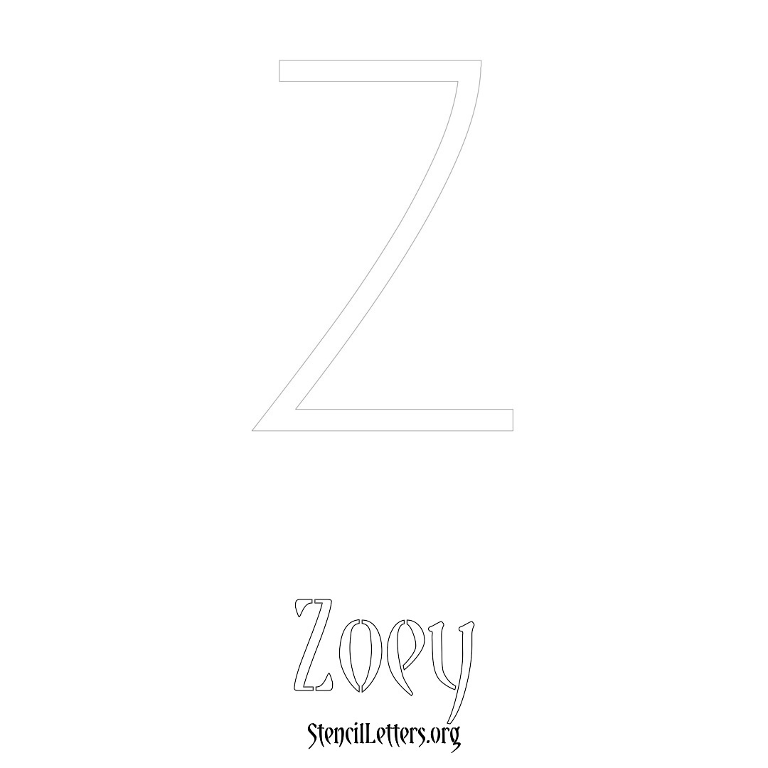 Zoey printable name initial stencil in Simple Elegant Lettering