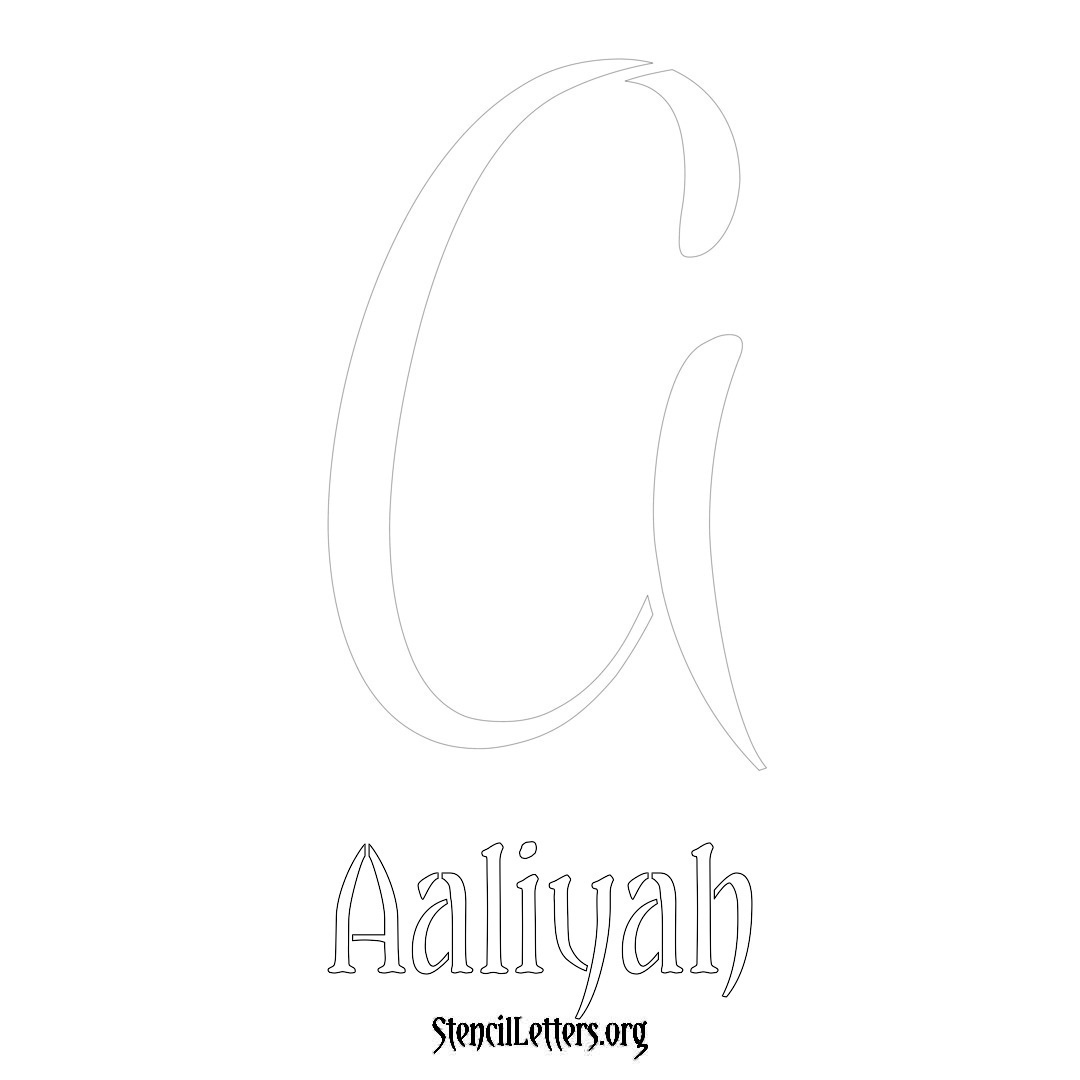 Aaliyah printable name initial stencil in Vintage Brush Lettering