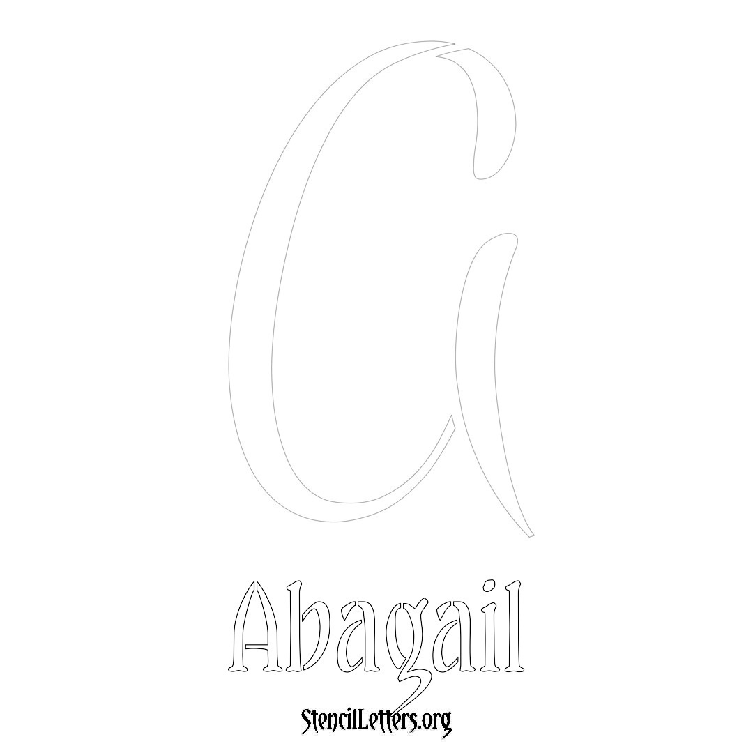 Abagail printable name initial stencil in Vintage Brush Lettering