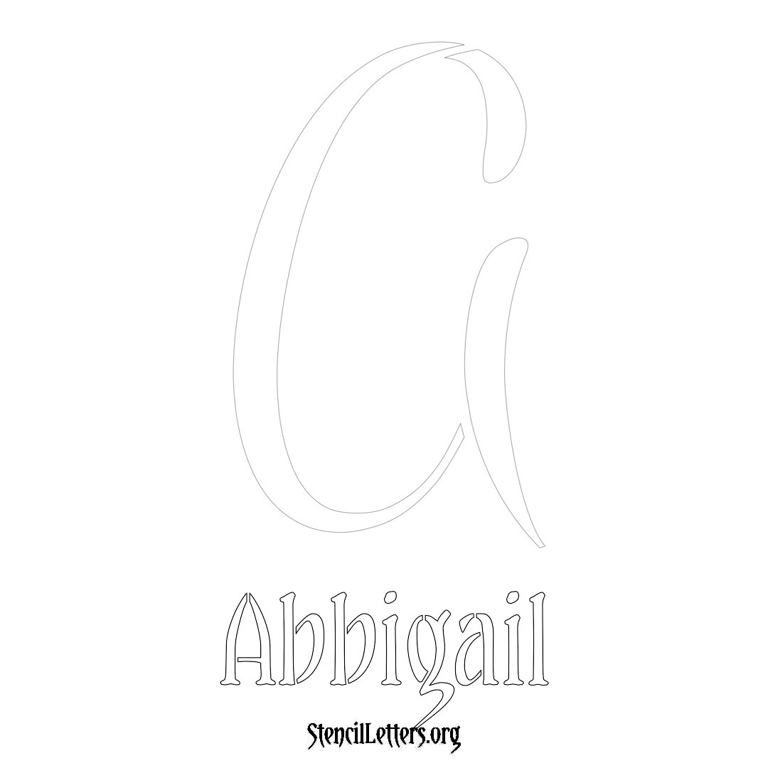 Abbigail printable name initial stencil in Vintage Brush Lettering