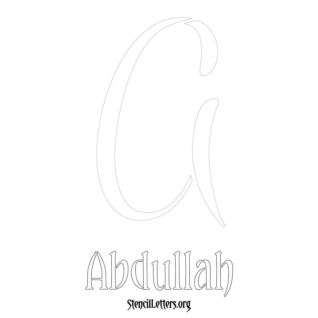 Abdullah printable name initial stencil in Vintage Brush Lettering