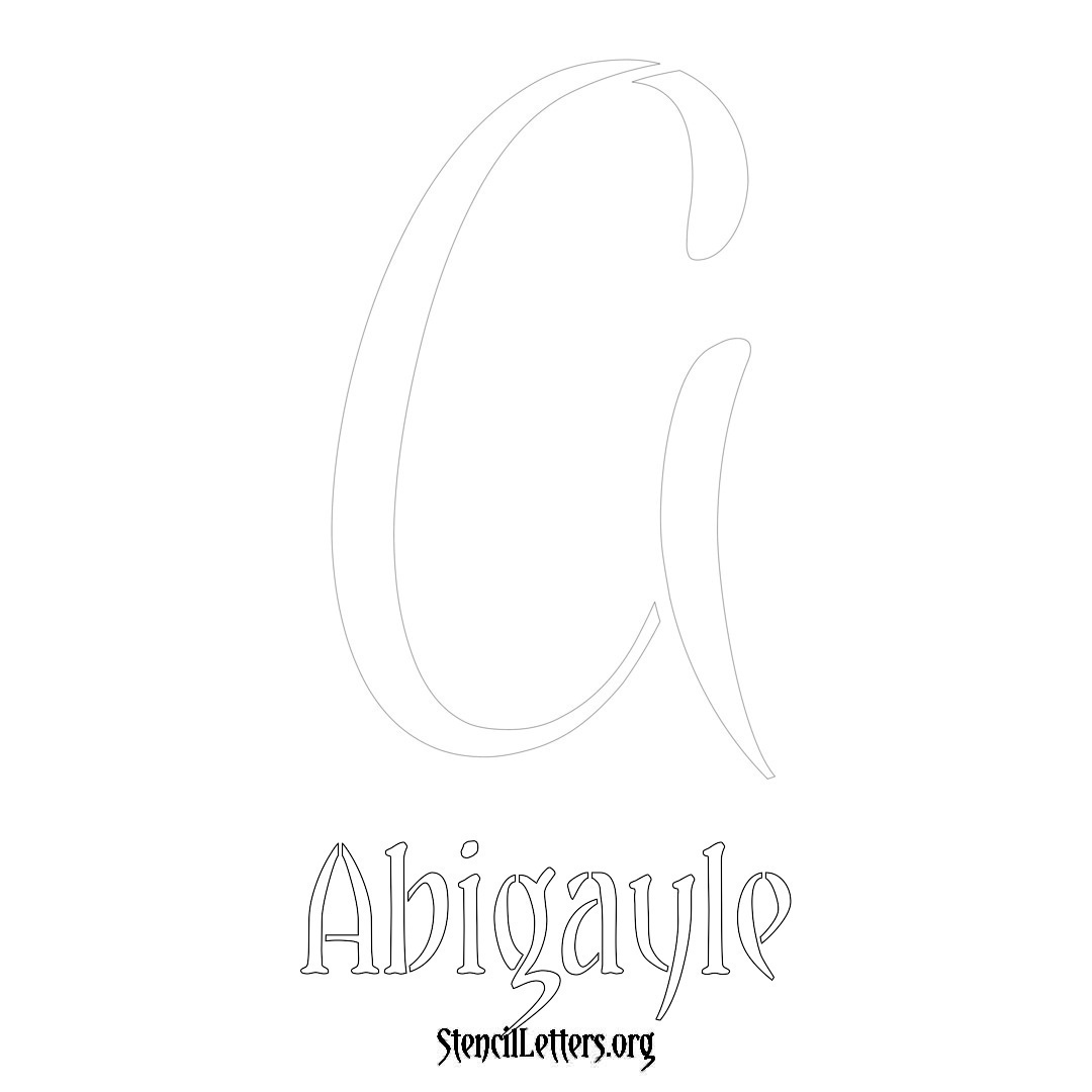 Abigayle printable name initial stencil in Vintage Brush Lettering