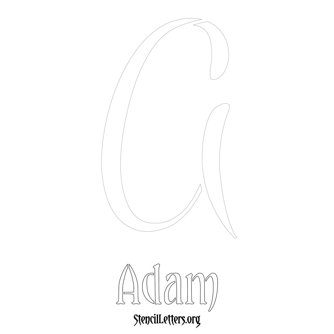 Adam printable name initial stencil in Vintage Brush Lettering