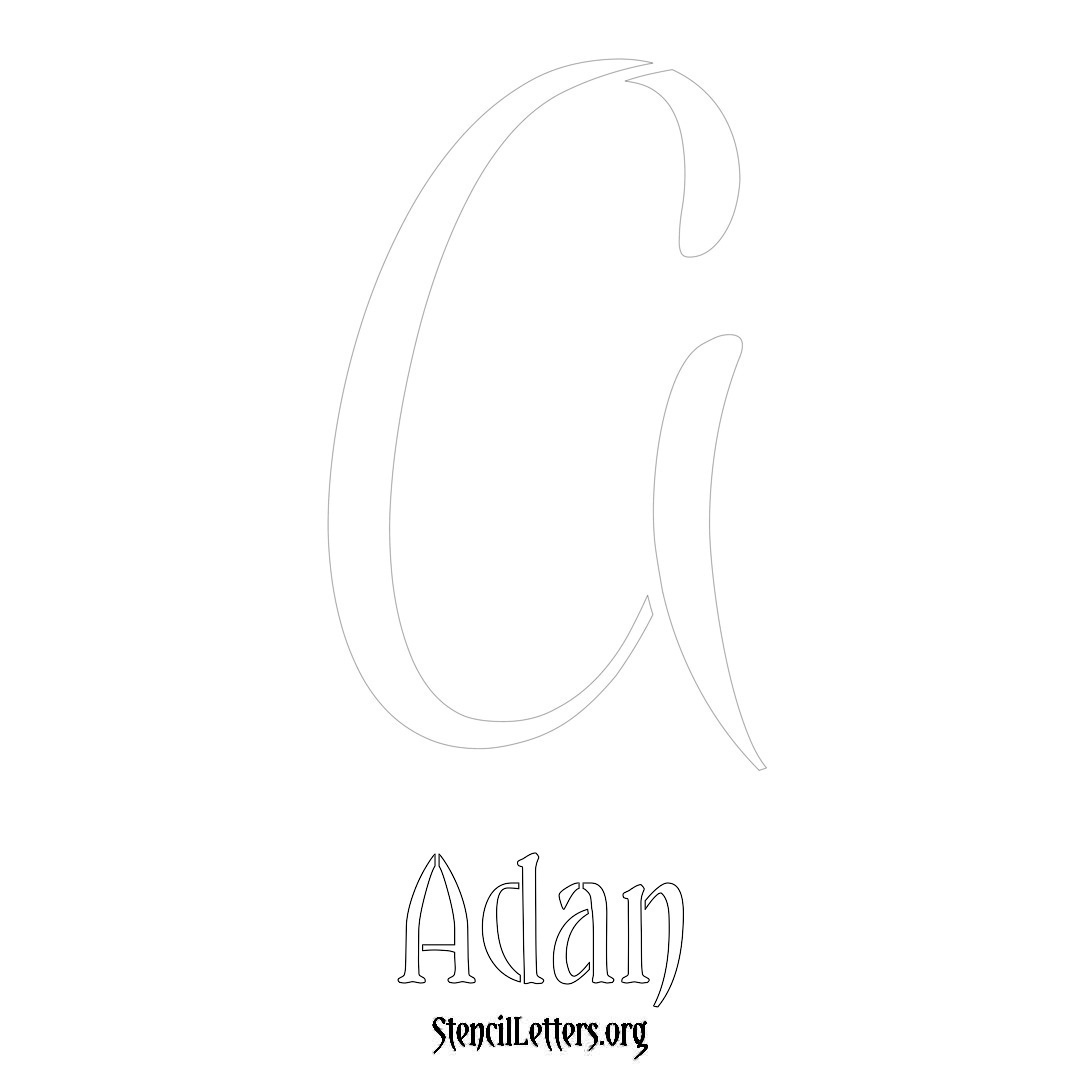 Adan printable name initial stencil in Vintage Brush Lettering