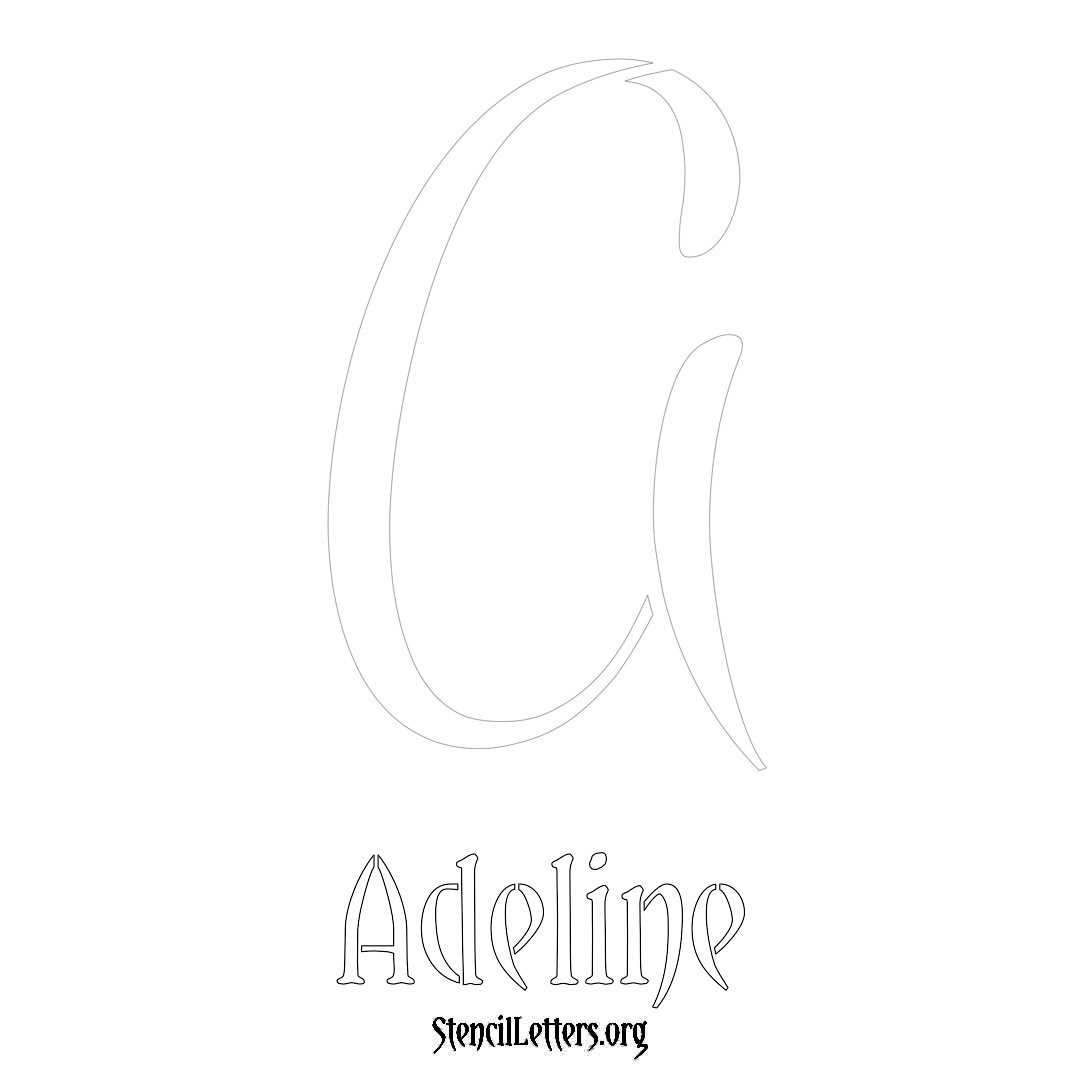 Adeline printable name initial stencil in Vintage Brush Lettering