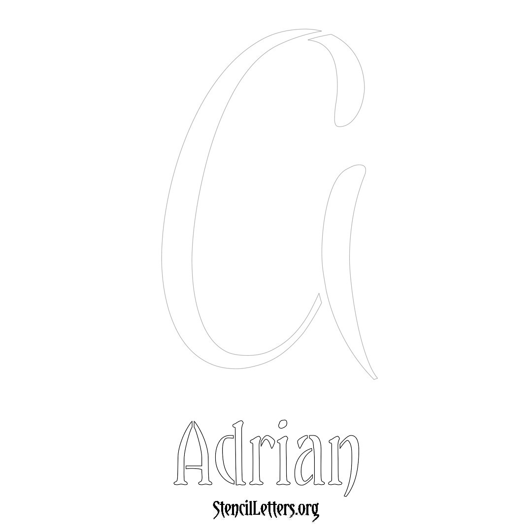 Adrian printable name initial stencil in Vintage Brush Lettering