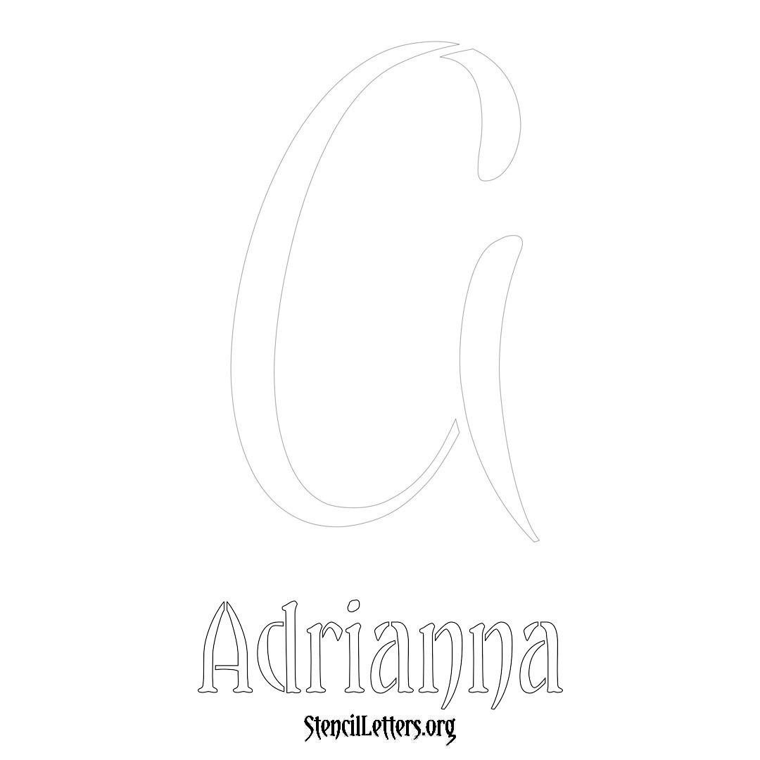 Adrianna printable name initial stencil in Vintage Brush Lettering