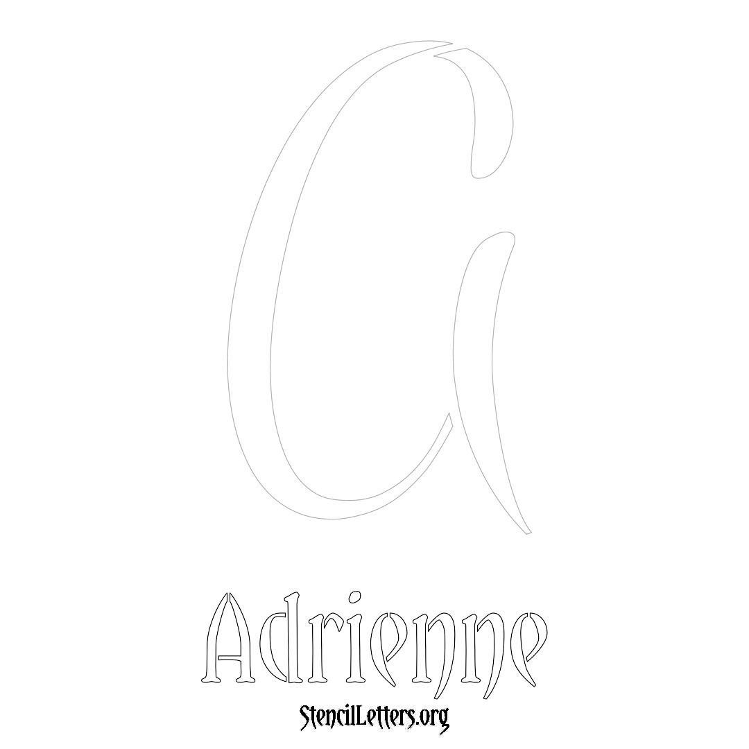 Adrienne printable name initial stencil in Vintage Brush Lettering