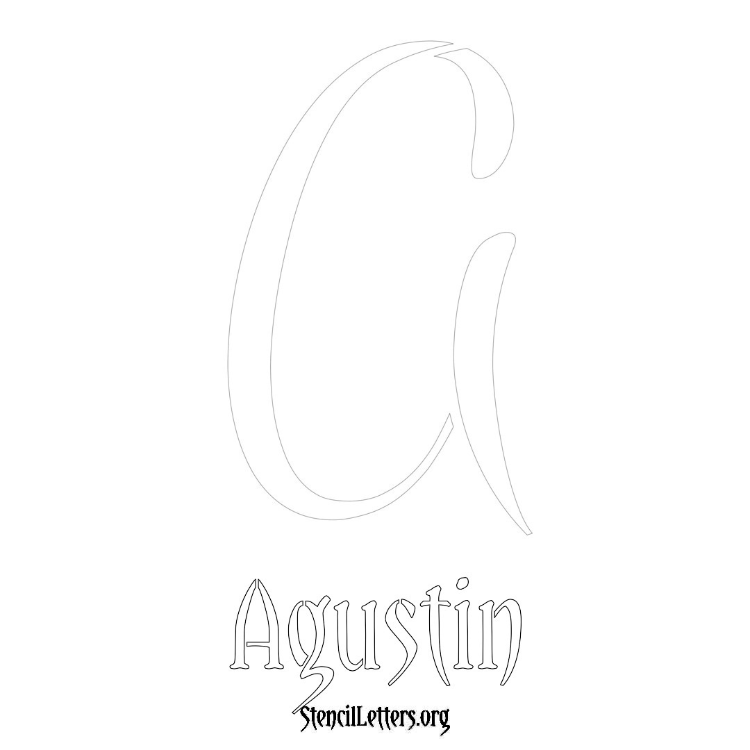 Agustin printable name initial stencil in Vintage Brush Lettering