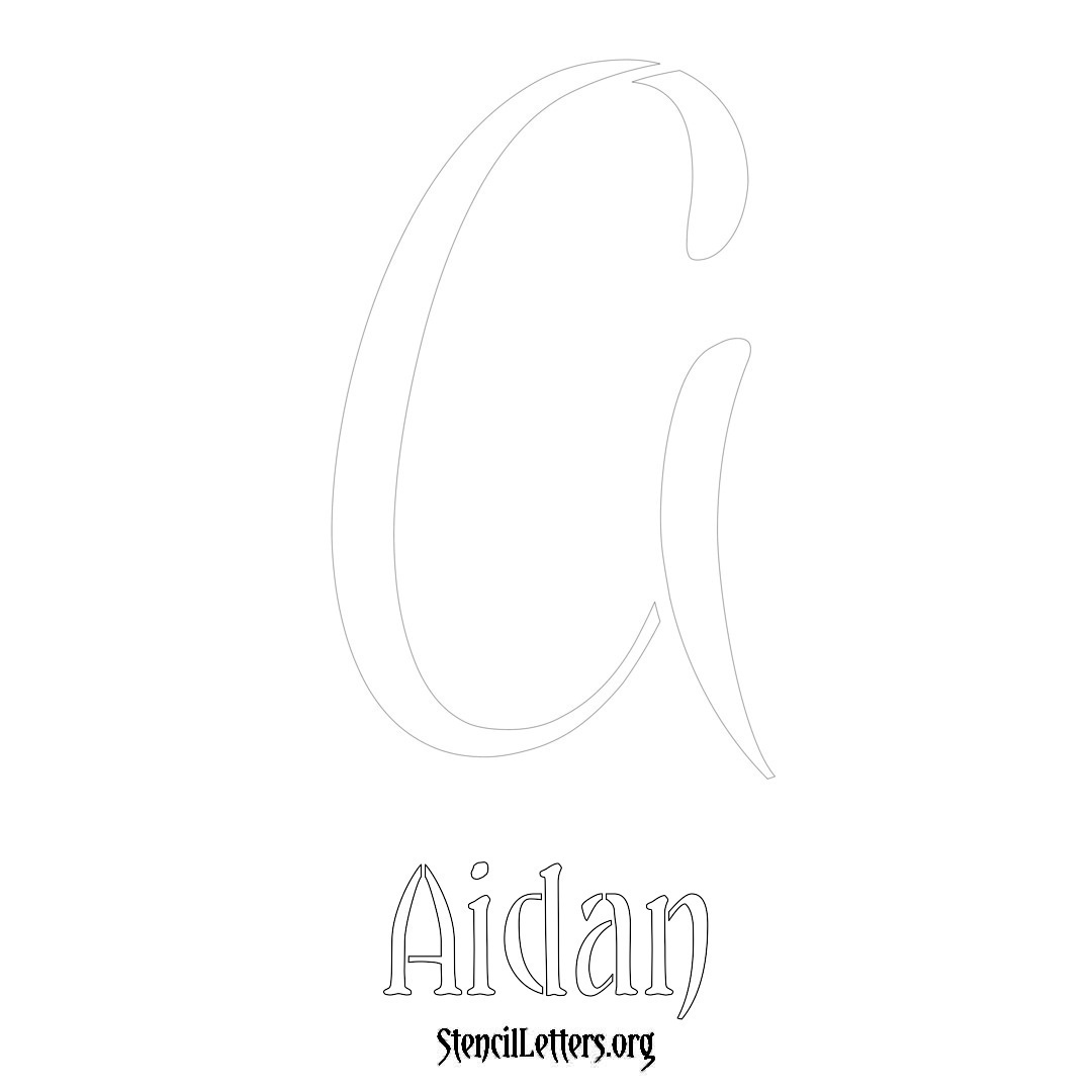 Aidan printable name initial stencil in Vintage Brush Lettering