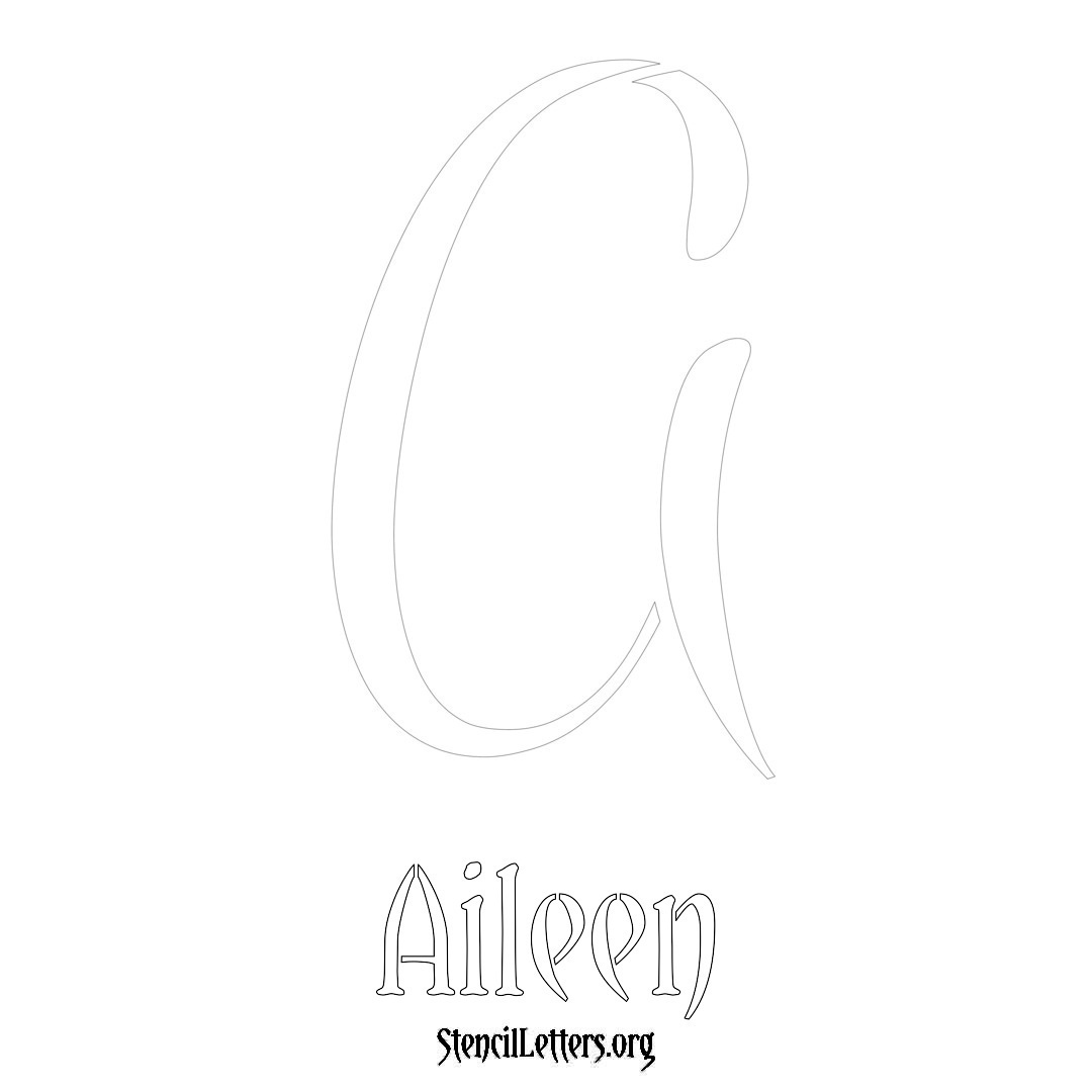 Aileen printable name initial stencil in Vintage Brush Lettering