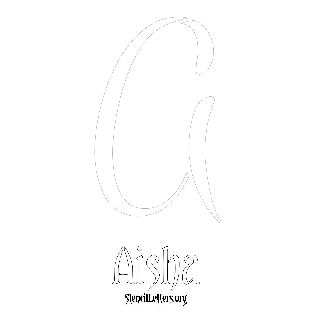 Aisha printable name initial stencil in Vintage Brush Lettering