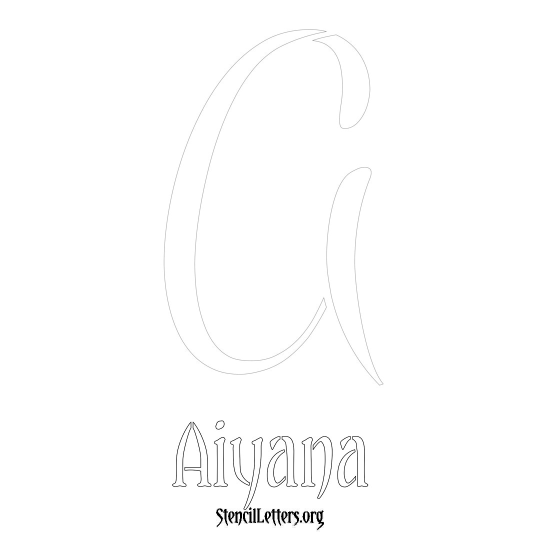 Aiyana printable name initial stencil in Vintage Brush Lettering