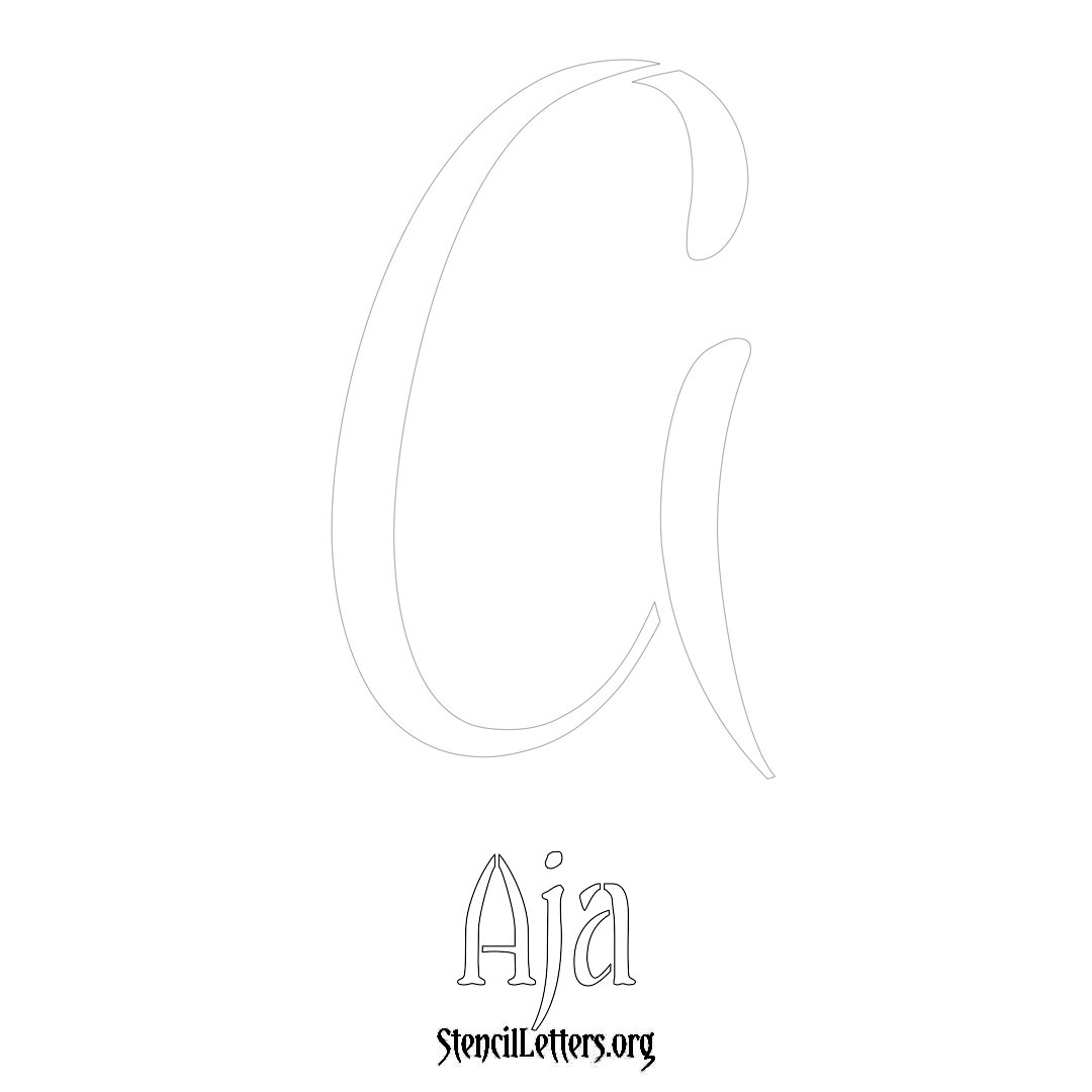 Aja printable name initial stencil in Vintage Brush Lettering