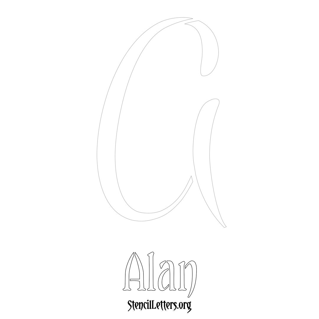 Alan printable name initial stencil in Vintage Brush Lettering