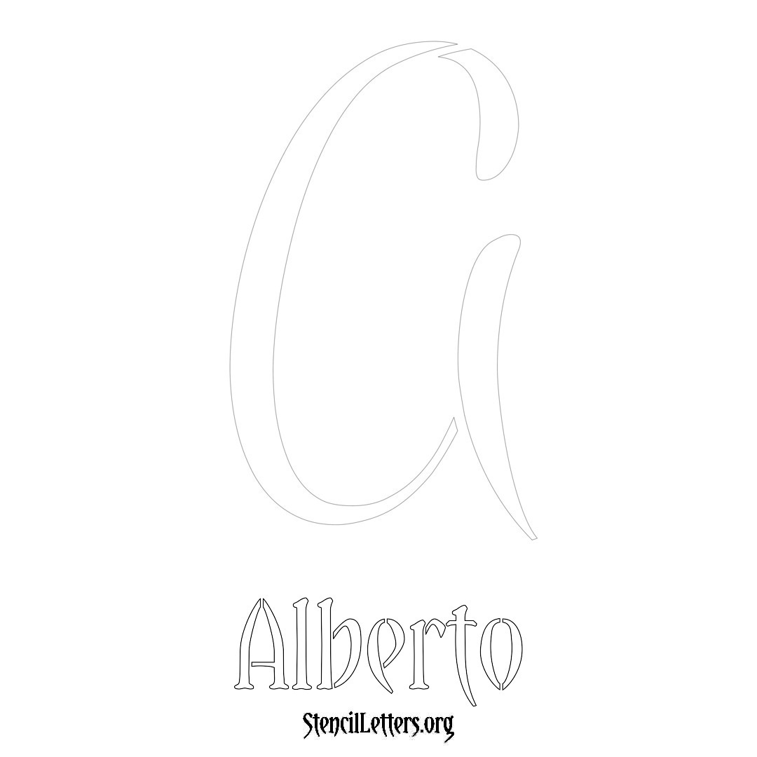 Alberto printable name initial stencil in Vintage Brush Lettering