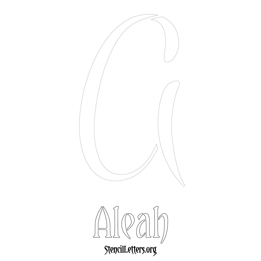 Aleah printable name initial stencil in Vintage Brush Lettering