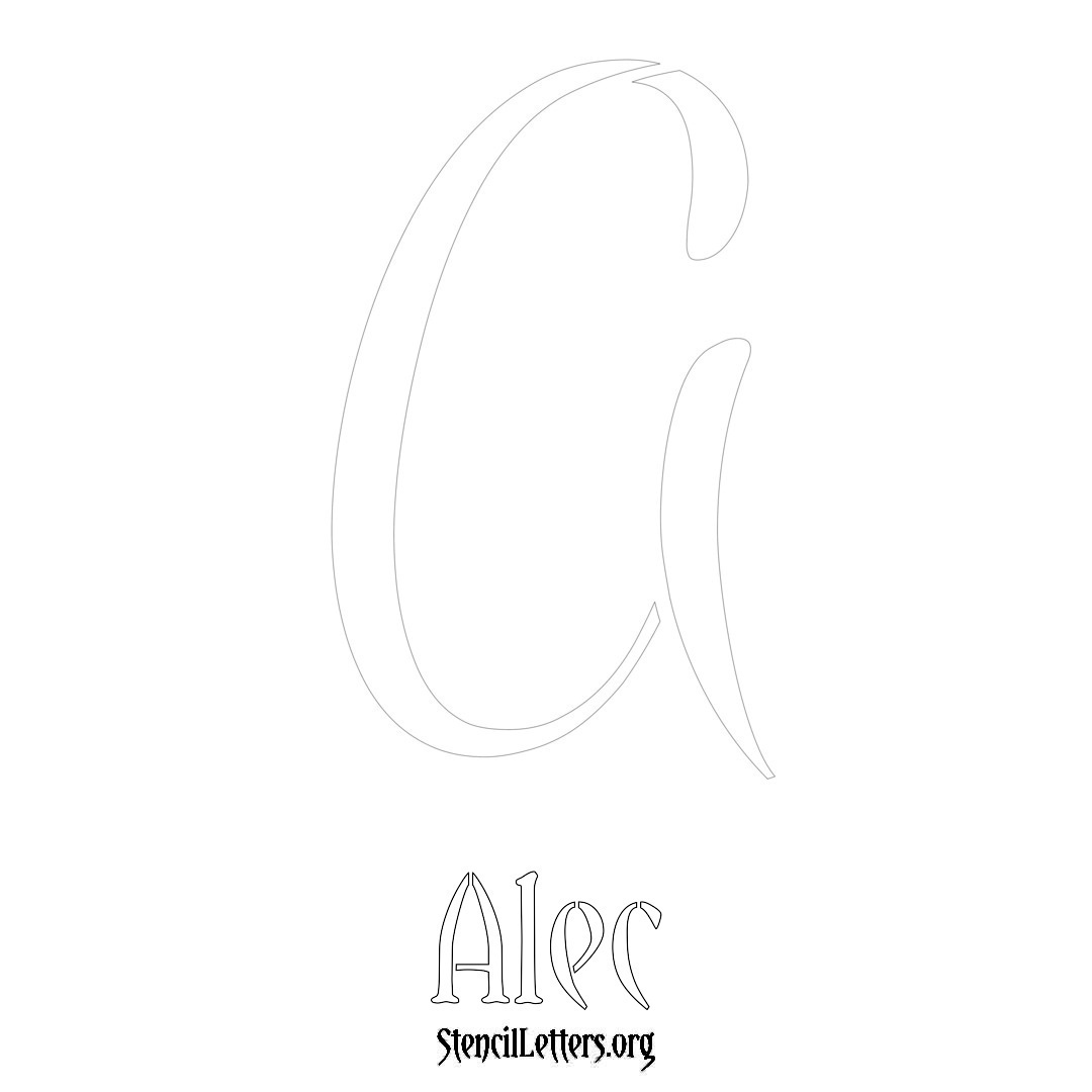 Alec printable name initial stencil in Vintage Brush Lettering