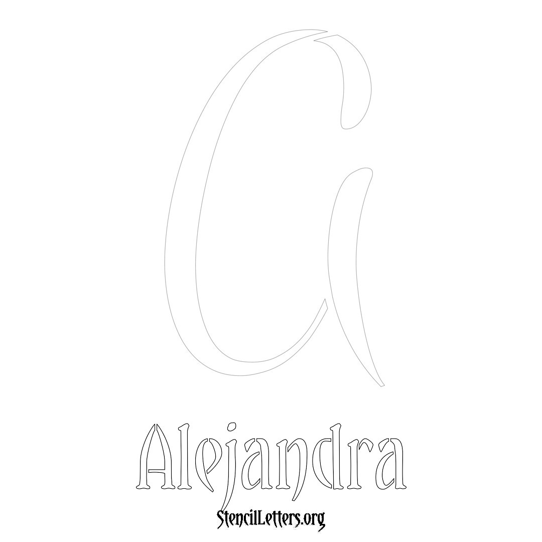 Alejandra printable name initial stencil in Vintage Brush Lettering