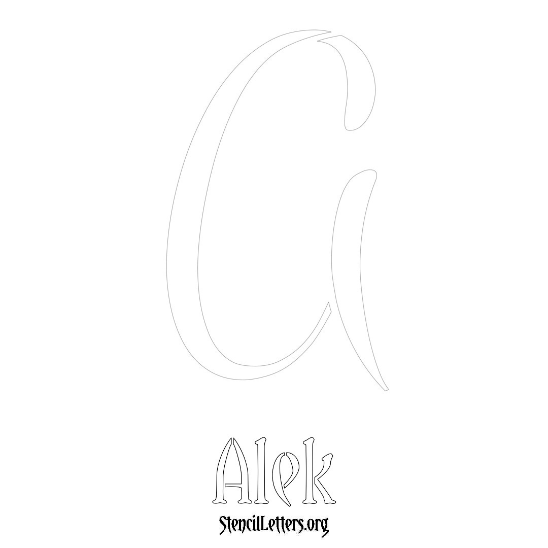 Alek printable name initial stencil in Vintage Brush Lettering