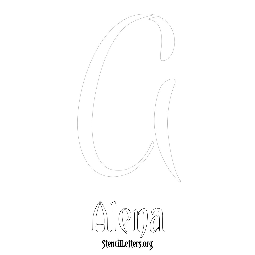 Alena printable name initial stencil in Vintage Brush Lettering