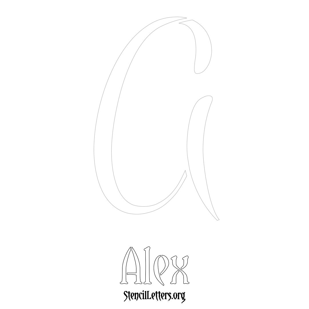 Alex printable name initial stencil in Vintage Brush Lettering
