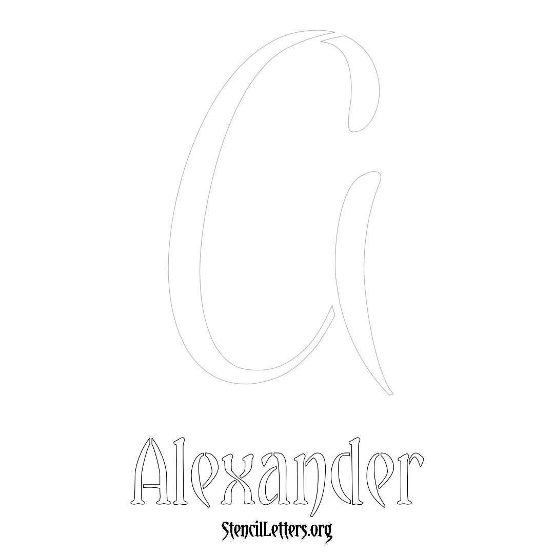 Alexander printable name initial stencil in Vintage Brush Lettering