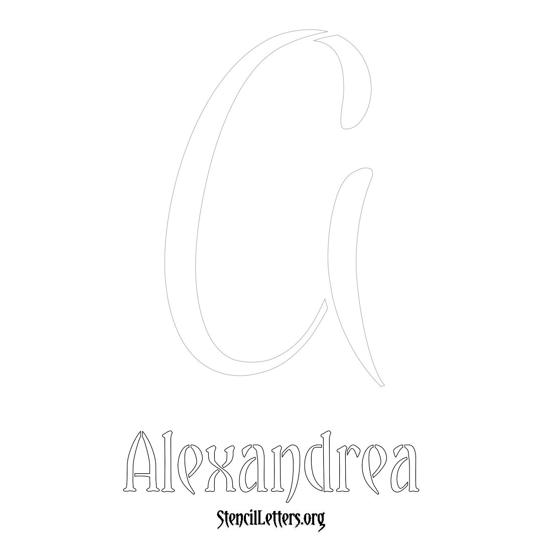 Alexandrea printable name initial stencil in Vintage Brush Lettering