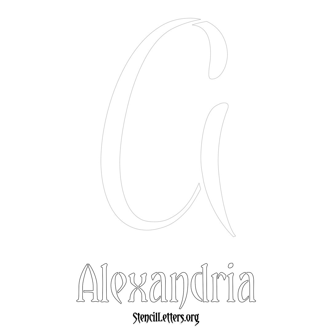 Alexandria printable name initial stencil in Vintage Brush Lettering