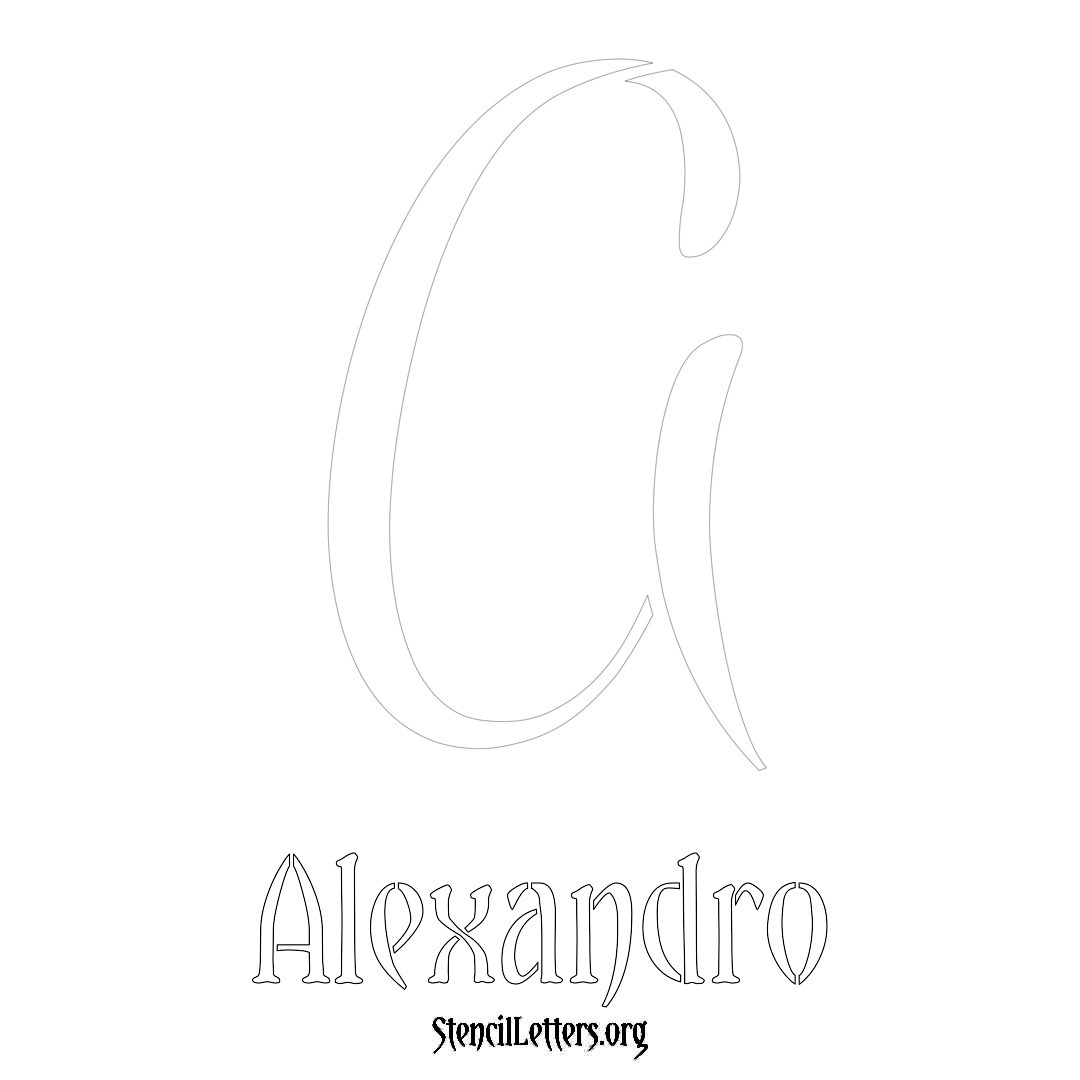 Alexandro printable name initial stencil in Vintage Brush Lettering