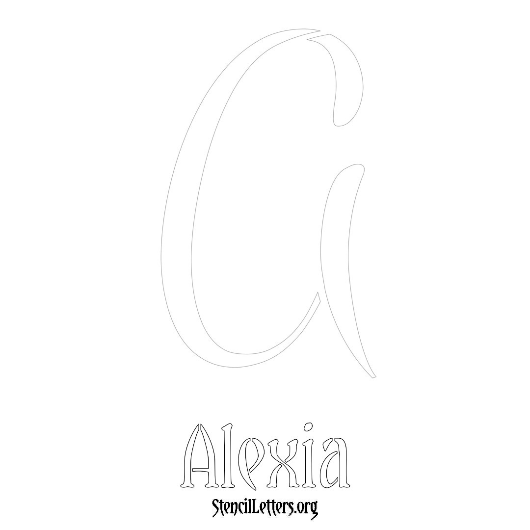 Alexia printable name initial stencil in Vintage Brush Lettering