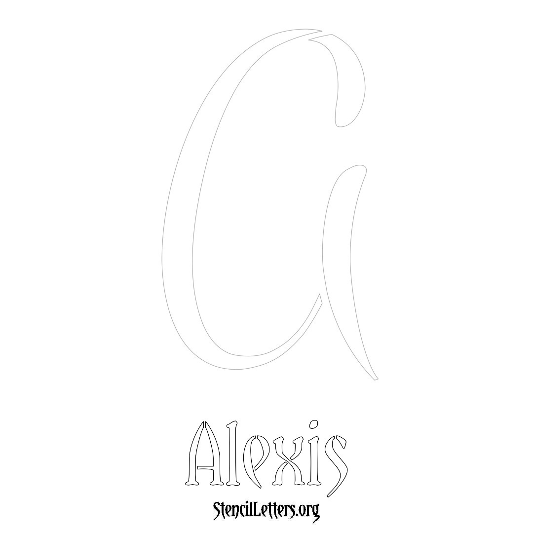 Alexis printable name initial stencil in Vintage Brush Lettering