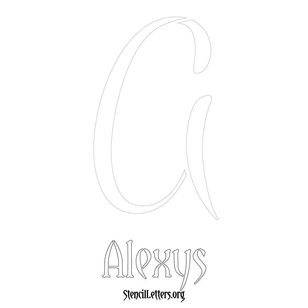 Alexys printable name initial stencil in Vintage Brush Lettering